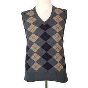 Tricots St. Raphael vest men's gray large Argyle wool preppy retro